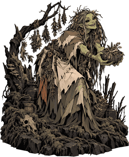 The Green Hag, full figure